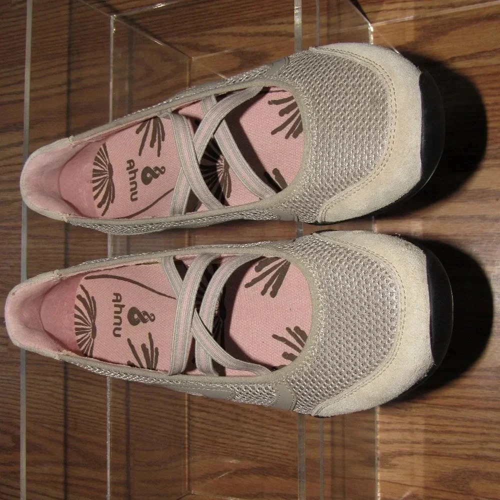 Ahnu Tan Strappy Mary Jane Slip On Flats Shoes 6 - Picture 3 of 5